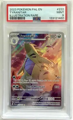 Pokemon SV02 Paldea Evolved 2023 Tyranitar #222/193 Illustration Rare PSA 9 Mint - Image 1