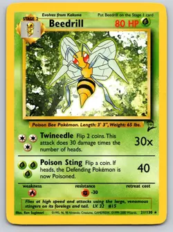 Beedrill Rare Base Set 2 021/130 LP Pokemon Card TCG - Image 1