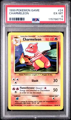 1999 POKEMON BASE SET UNLIMITED #24 CHARMELEON PSA 6 - Image 1