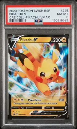 2023 POKEMON SWSH BLACK STAR PROMO #285 PIKACHU V PSA 8 - Image 1