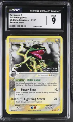 CGC 9 MINT Rayquaza 13/113 EX Delta Species Reverse Holo Stamped Pokemon Card - Image 1