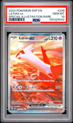 2024 POKEMON SSP EN-SURGING SPARKS SPECIAL ILLUSTRATION RARE LATIAS EX PSA 10 - Image 1