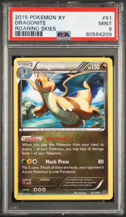 2015 Pokemon Xy Roaring Skies #51 Dragonite Roaring Skies PSA 9 - Image 1