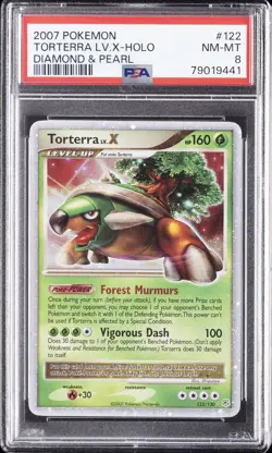 2007 POKEMON DIAMOND & PEARL #122 TORTERRA LV.X-HOLO PSA 8 - Image 1