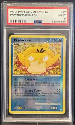 2009 Pokemon Platinum Psyduck Reverse Holo Foil #87 PSA 9 Mint POP 4 - Image 1
