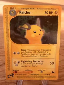 Raichu 27/144 Skyridge Set Rare Vintage Pokemon e-Reader Yuka Morii WOTC NM - Image 1