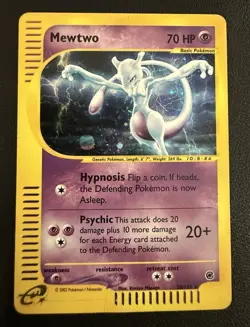 Pokemon TCG Mewtwo 20/165 Expedition Base Set Holo Rare - Damaged - Image 1