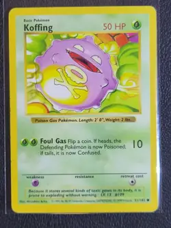 Pokemon TCG Koffing #51 Shadowless Base Set Common Grass LP - Image 1