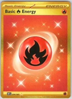 Basic Fire Energy 230/197 Hyper Rare Obsidian Flames Pokemon Holo NM - Image 1