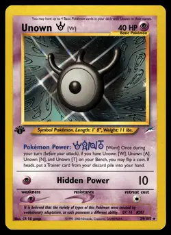 Unown [W] 029/105 1st Edition Neo Destiny Pokemon - Image 1