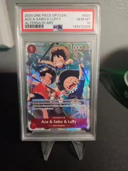 2025 ONE PIECE OP13-CARRYING ON HIS WILL ALTERNATE ART ACE & SABO & LUFFY PSA 10 - Image 4