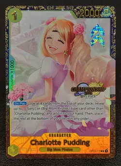 One Piece 2024 Charlotte Pudding Championship OP03-112 R Near Mint NM - Image 1