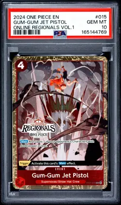 2024 ONE PIECE ONLINE REGIONALS PACK 2024 VOL.1 #015 GUM-GUM JET PISTOL PSA 10 - Image 1
