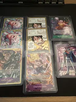Bandai One Piece Card Game 13 Card Lot Luffy Sec Marshall D Teach Sengoku Leader - Image 3
