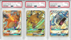 Pokemon PSA 5 Full Set: Hidden Fates Tins GX Charizard Raichu Gyarados - Image 1