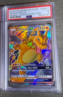 Pokemon PSA 5 Full Set: Hidden Fates Tins GX Charizard Raichu Gyarados - Image 3