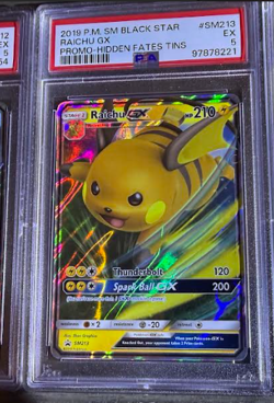 Pokemon PSA 5 Full Set: Hidden Fates Tins GX Charizard Raichu Gyarados - Image 4