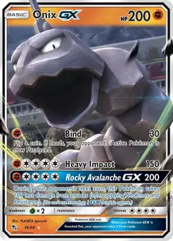 ONIX GX 36/68 SM HIDDEN FATES POKEMON (ULTRA RARE, NM) - Image 1