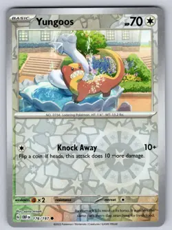 Yungoos 176/197 Reverse Holo Common Obsidian Flames Pokemon Near Mint - Image 1