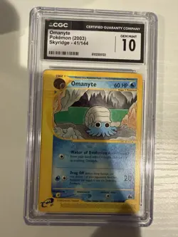 Omanyte 41/144 Skyridge CGC 10 GEM MINT 2003 Pokemon e-Series Uncommon Fossil - Image 1
