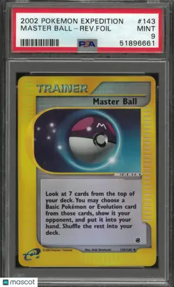 2002 Pokemon Expedition Uncommon Reverse Holofoil Master Ball 143/165 PSA 9 - Image 1