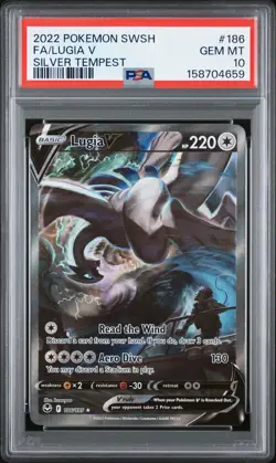 2022 POKEMON SWORD & SHIELD SILVER TEMPEST #186 FULL ART/LUGIA V PSA 10 - Image 1