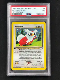 Pokemon 2001 Delibird 1st Holo Neo 5/64 PSA 7 - Image 1