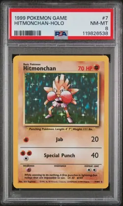 Hitmonchan Holo 7/102 PSA 8 Base Set Pokemon - Image 1
