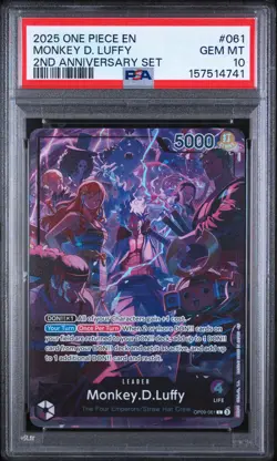 2025 ONE PIECE 2ND ANNIVERSARY MONKEY D LUFFY #OP09-061 ALT ART LEADER PSA 10 - Image 1