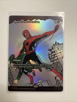 NM Borderless Foil Heroic Intervention, MTG, Marvel's Spider-Man, Magic, 34 - Image 1
