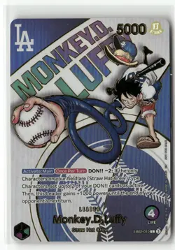 MONKEY D LUFFY BASEBALL ONE PIECE Holographic Custom Art Anime Collectible Card - Image 1