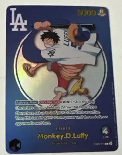 MONKEY D LUFFY BASEBALL ONE PIECE Holographic Custom Art Anime Collectible Card - Image 1
