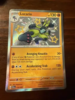 Pokemon TCG Lucario Card Baby Shiny Paldean Fates Scarlet & Violet 174/091 - Image 1