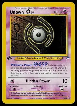 Pokemon Card - Unown [H] Neo Destiny 28/105 1st Edition Rare - Image 1