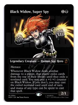 MTG Black Widow, Super Spy (Borderless) NM M 364 Marvel Super Heroes - Image 1
