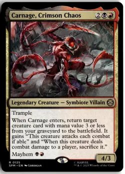 Carnage, Crimson Chaos 125 Rare Marvel's Spider-Man Magic: The Gathering NM - Image 1