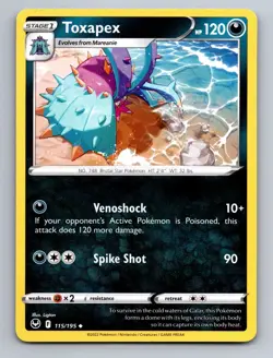 Toxapex 115/195 Uncommon Silver Tempest Pokemon Near Mint - Image 1