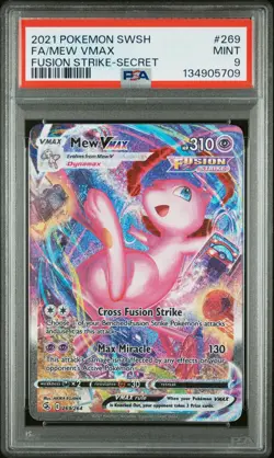 2021 Pokemon Fusion Strike Mew VMAX Secret Rare #269 PSA 9 Alt Art - Image 1