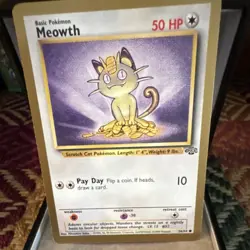 WOTC Pokemon TCG Gold Border Jungle Meowth 56/64 Unlimited English 1999 - Image 2