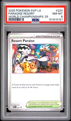 2025 POKEMON LATIN AMERICAN SVP LA-SV BLACK STAR PROMO PARADISE RESORT PSA 8 - Image 1