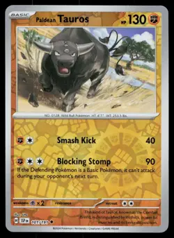 Paldean Tauros Uncommon Reverse Holo Surging Sparks SSP 101/191 Pokemon NM 2024 - Image 1
