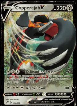 COPPERAJAH V 136/192 HOLO V RARE REBEL CLASH POKEMON HP - Image 1