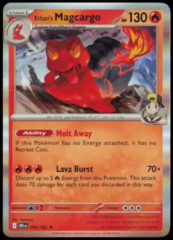 ETHAN'S MAGCARGO 036/182 R DESTINED RIVALS POKEMON HOLO NM - Image 1