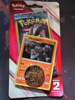 Pokemon 2 Mini Booster Packs+Machamp Promo+Coin (Guardians Rising + Evolutions)C - Image 1