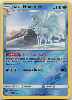 Alolan Ninetales 28/147 R Burning Shadows Pokemon Reverse Holo NM C16-88 - Image 1