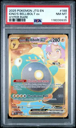 2025 POKEMON JTG EN-JOURNEY TOGETHER HYPER RARE #188 IONO'S BELLIBOLT EX PSA 8 - Image 1