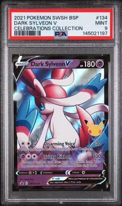 2021 POKEMON SWSH BLACK STAR PROMO CELEBRATIONS COLLECTION DARK SYLVEON V PSA 9 - Image 1