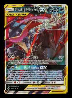 Pokemon Card Greninja & Zoroark GX 107/214 Unbroken Bonds Holo GX Rare LP 2019 - Image 1