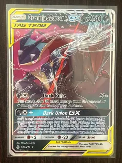 Greninja & Zoroark GX 107/214 Holo Rare GX Unbroken Bonds Pokemon LP - Image 1