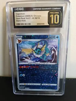 CGC 10 PRISTINE Vaporeon Stars Holo 0206/14 Pokemon 2025 Chinese Gem PAck Vol.2 - Image 1
